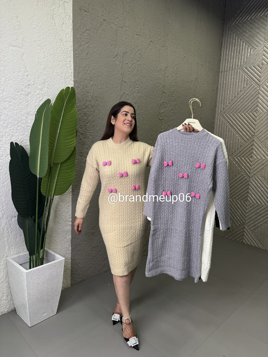 Woolen Dress With 3D Flower (IMP-224)