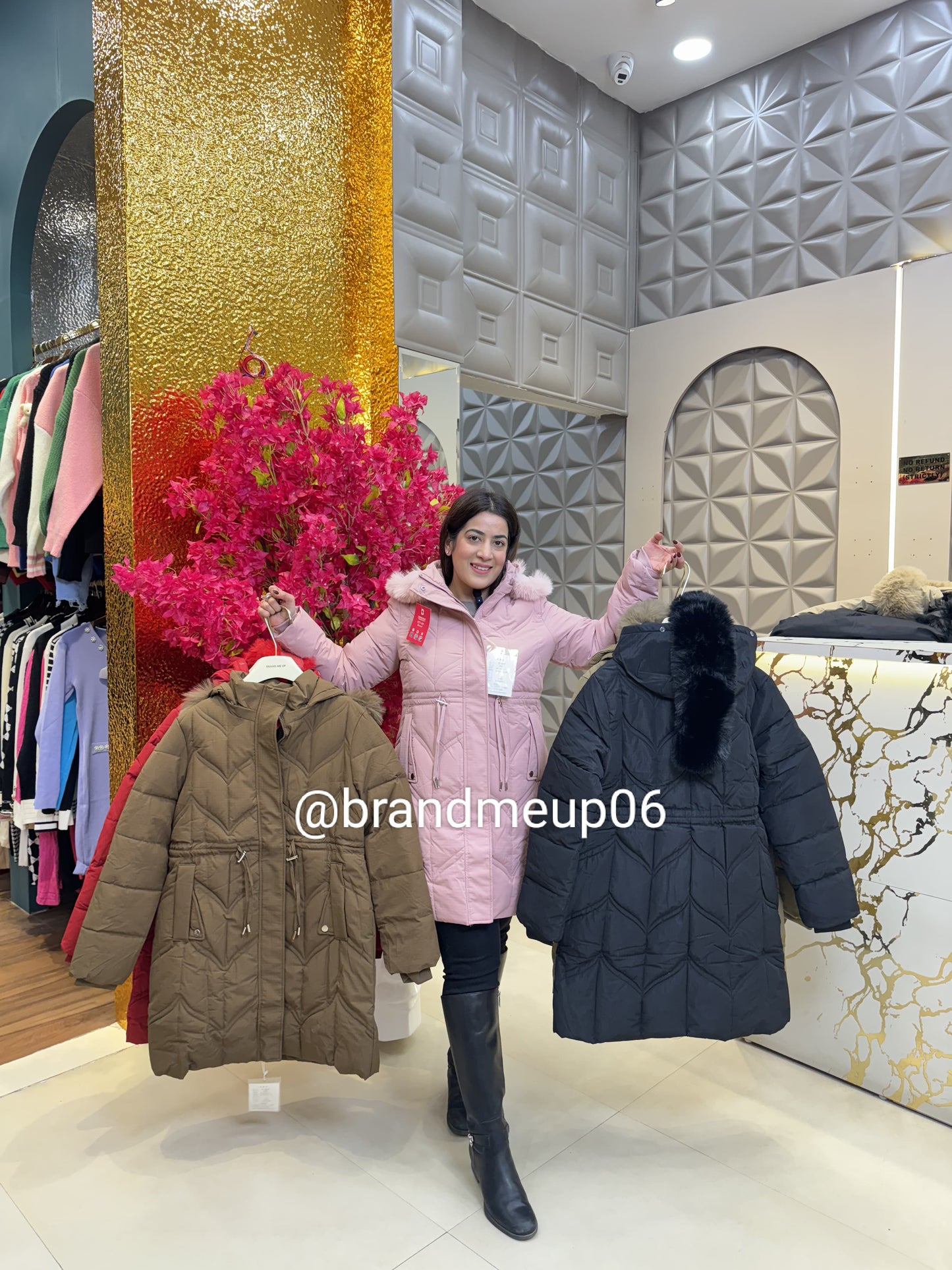 Long Puff Jacket with Fur Hoodie (IMP-384)