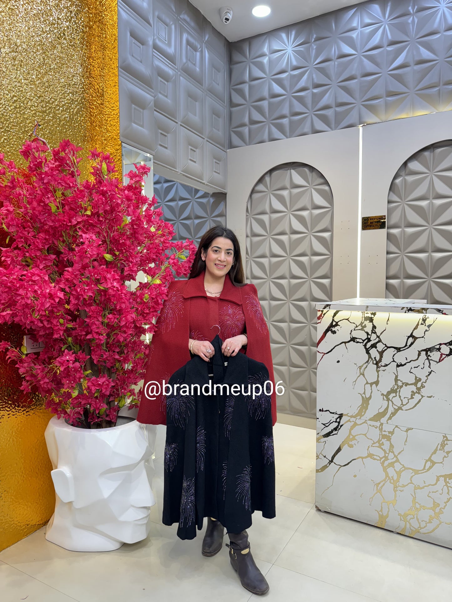 Woolen Designer Coat with Belt (IMP-389)