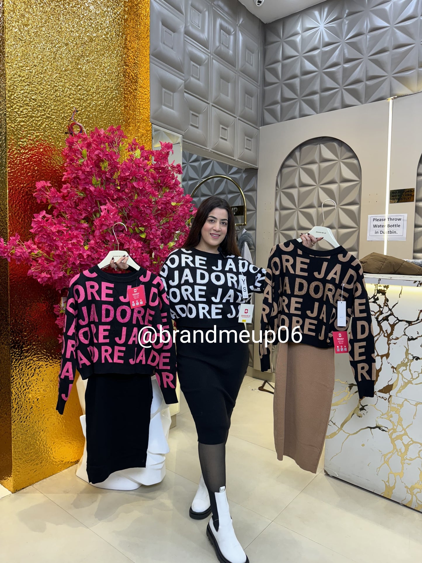 WOOLEN DRESS WITH LETTER RHINESTONES TOP (IMP-472)