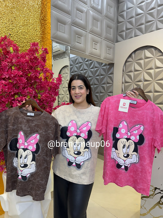 Rhinestone Cotton Tshirt (TEE-118) MAKEY PNK