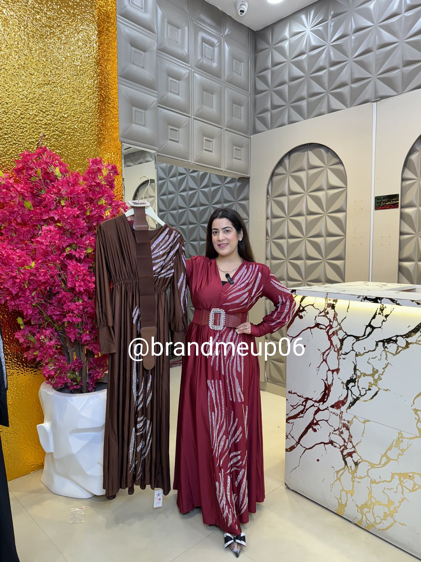 Party Wear Dress With Belt (PRM-303)