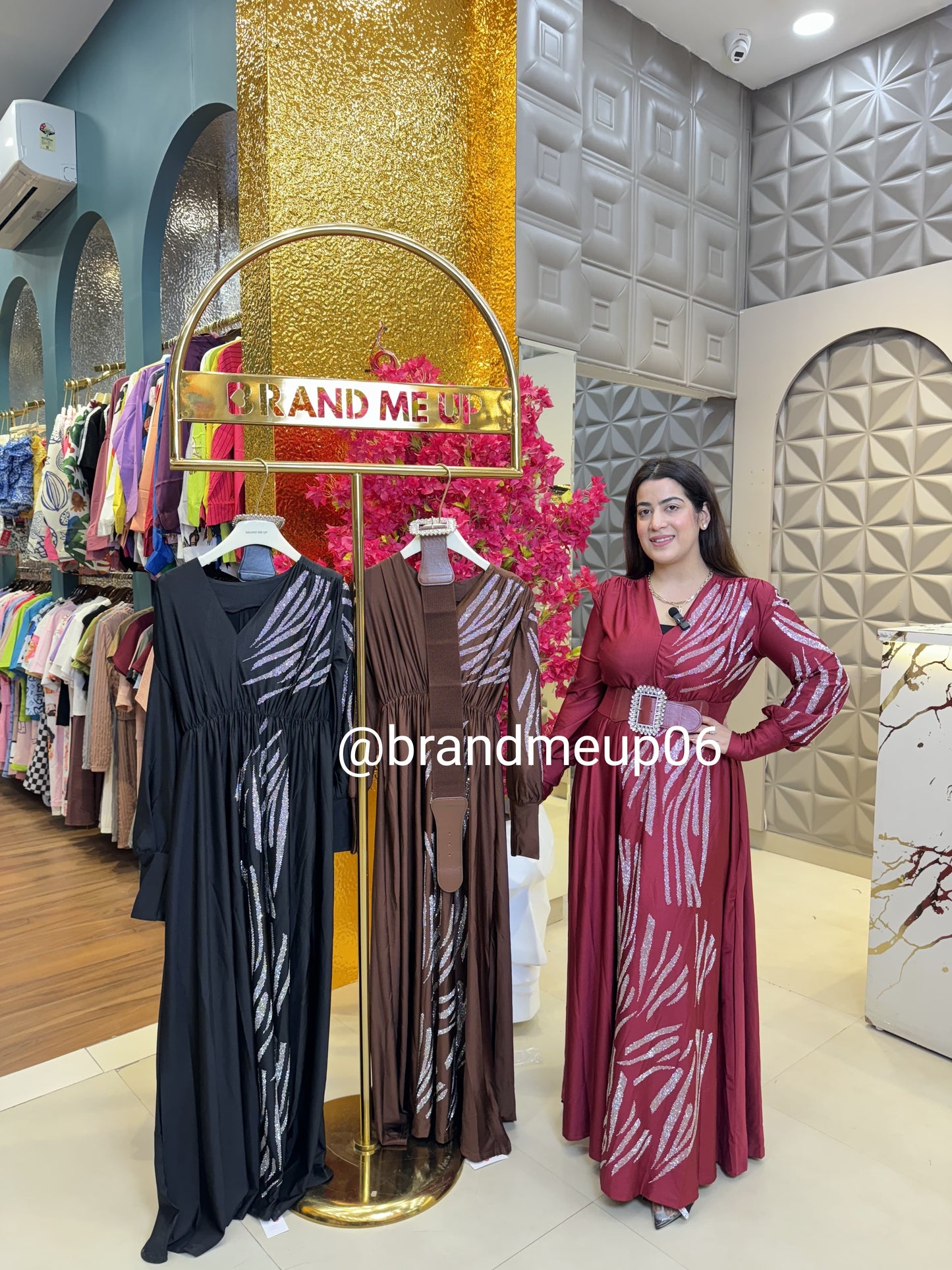 Party Wear Dress With Belt (PRM-303)