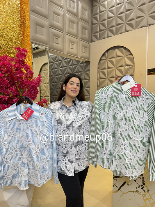 Cotton Shirt With Lace Work (PRM-318)