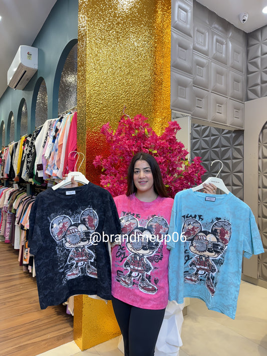 Rhinestone Cotton T-Shirt (TEE-134) MAKY GLASSES