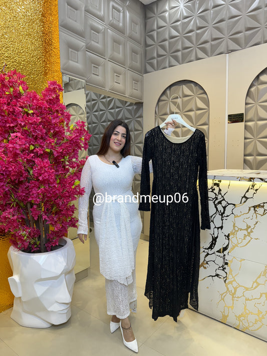 Lace Dress With Attached Belt (PRM-385)