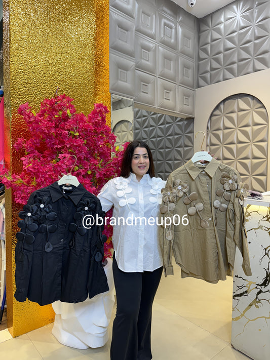 Cotton Shirt With 3D Flower (PRM-390)