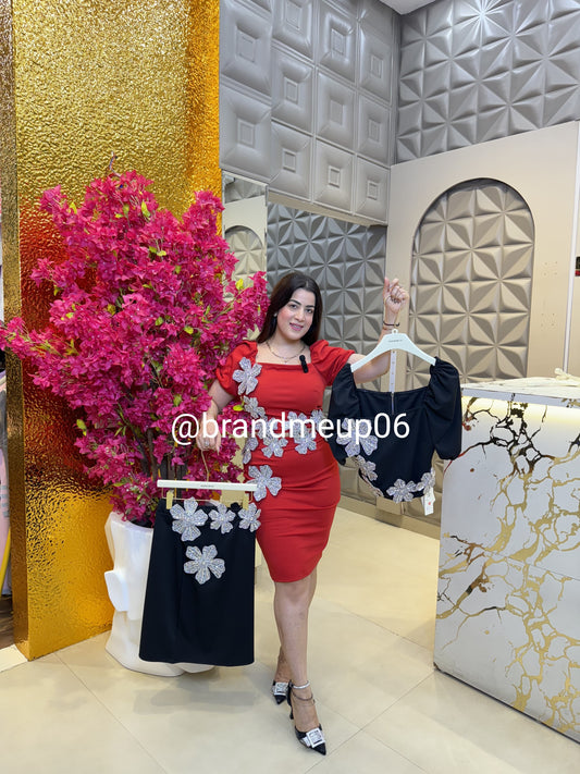 Partywear Rhinestone Top Skirt Set (PRM-398)