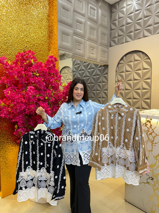 Cotton Embroidery With Lace Shirt (PRM-407)