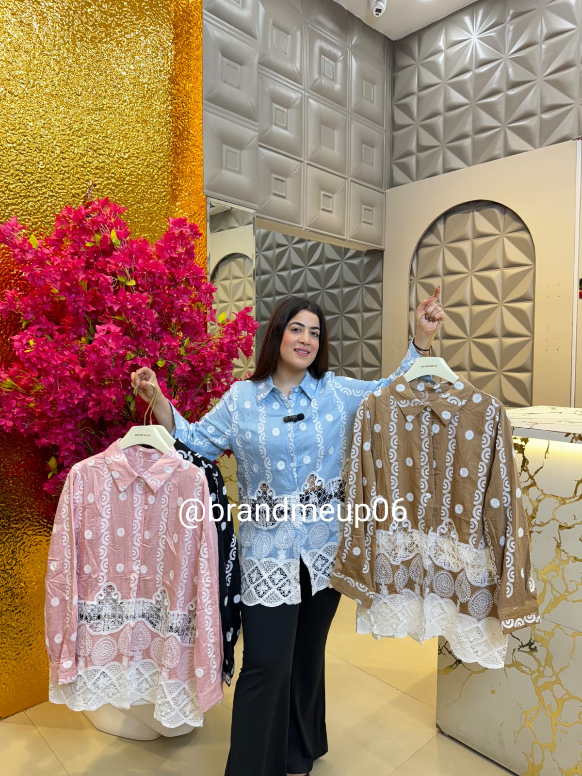 Cotton Embroidery With Lace Shirt (PRM-407)