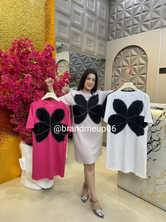 Cotton Lycra Stretchable Dress With Rhinestones (PRM-412)