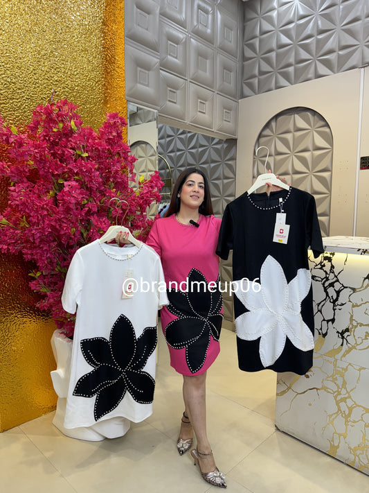 Cotton Lycra Stretchable Dress With Rhinestones (PRM-413)