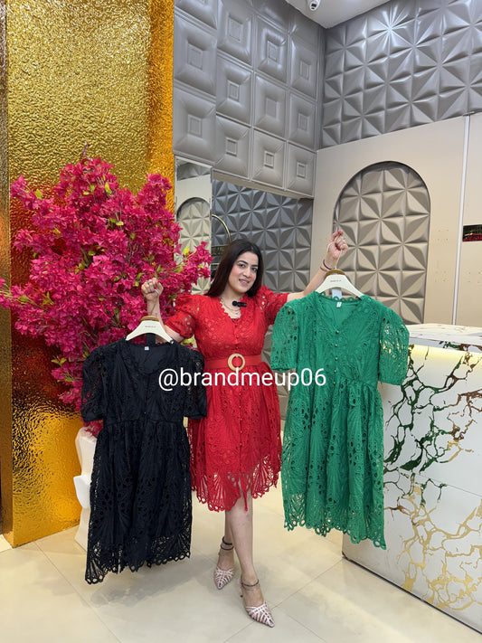 Lace Dress With Belt (PRM-421)