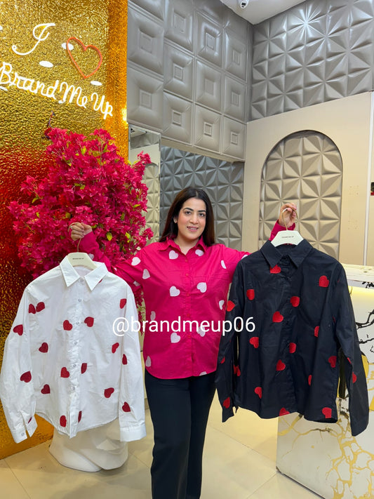 Cotton Heart Embroidery Shirt (PRM-460)