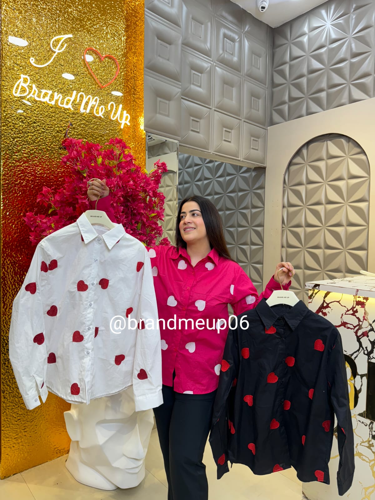 Cotton Heart Embroidery Shirt (PRM-460)