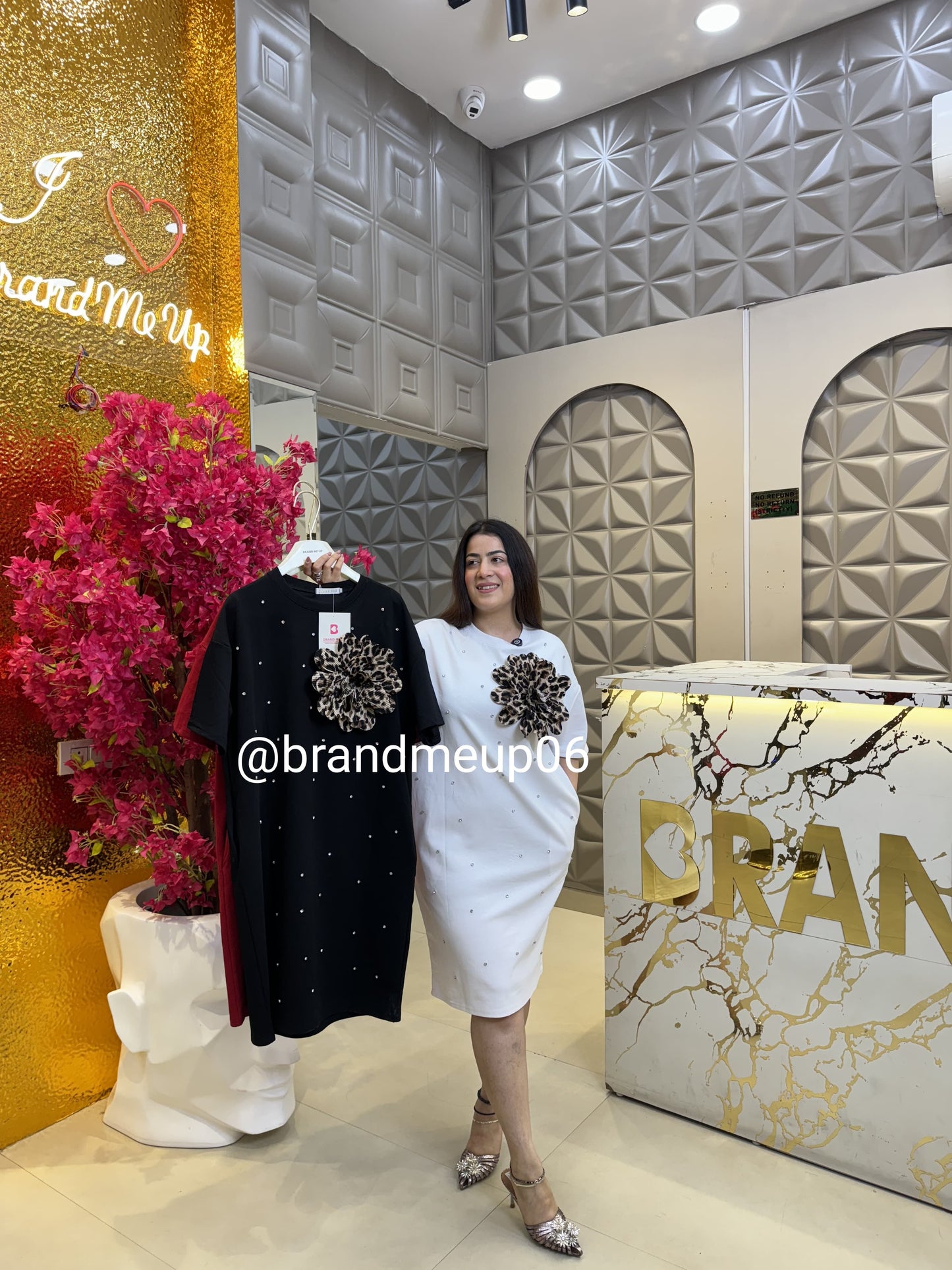 Rhinestone Imported Stretchable Dress With Pocket (PRM-478)