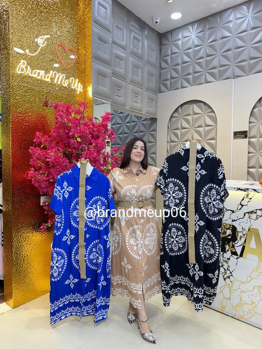 Imported Cotton Dress With Belt (PRM-488)