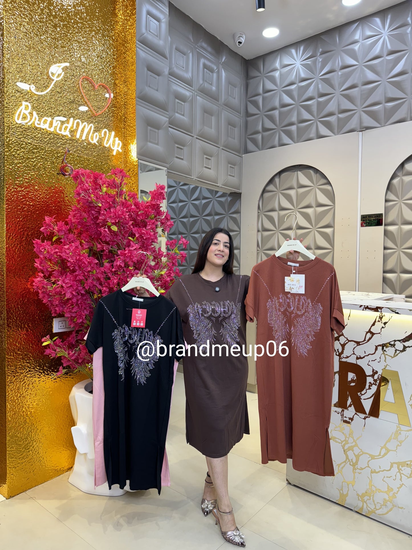 Rhinestone Imported Stretchable cotton Lycra Dress (PRM-494) FEATHER