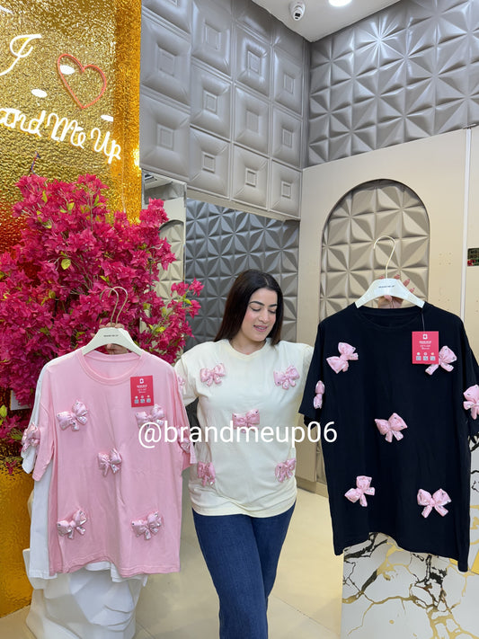 Cute Cotton T-Shirt (TEE-159) BOW PATCH