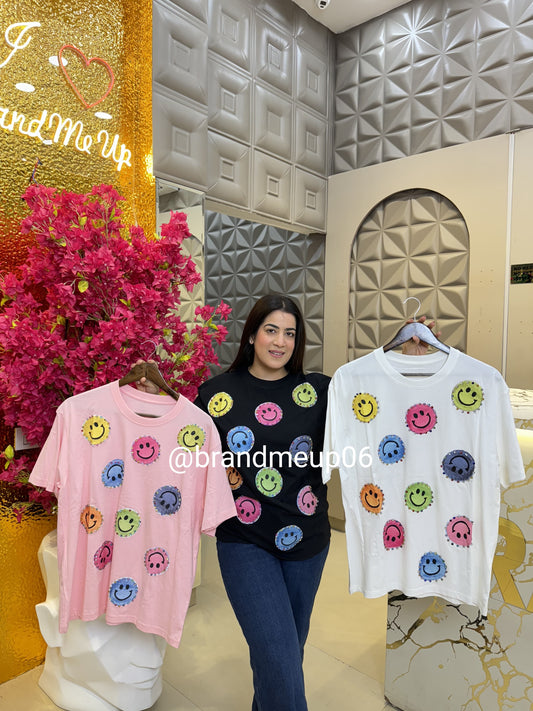 Cute Cotton T-Shirt (TEE-158) SMILEY PATCH