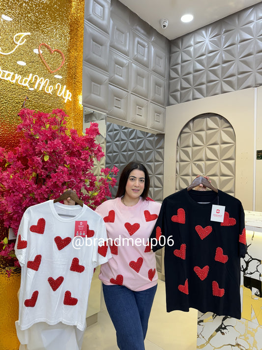 Cute Cotton T-Shirt (TEE-161) HEART PATCH