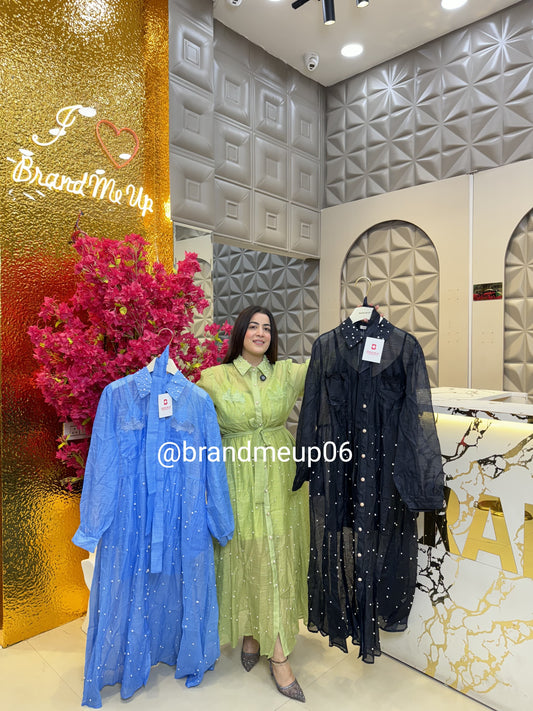 Designer Rhinestone Dress With Belt And Inner (PRM-546)