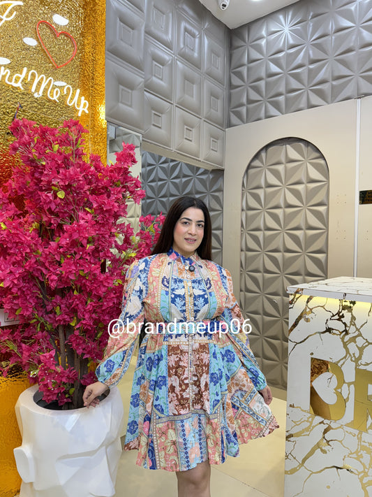 Printed Dress With Belt (PRM-551)