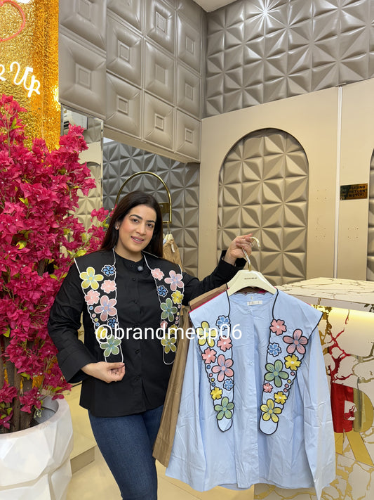 Cotton Shirt With Designer Flower (PRM-555)