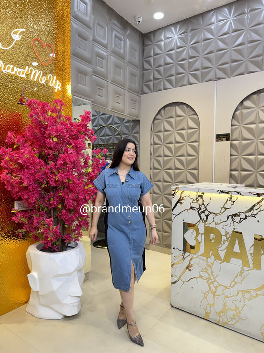 Denim Dress With Front Slit (PRM-562)