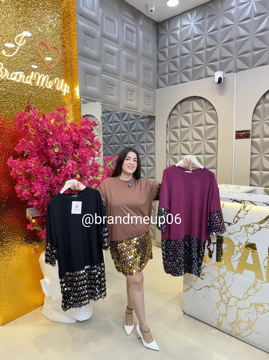 Super Soft Stretchable Dress With Pocket Sequences Details (PRM-568)