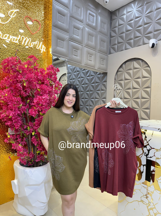 Super Soft Stretchable Dress With Pocket Floral (PRM-569)