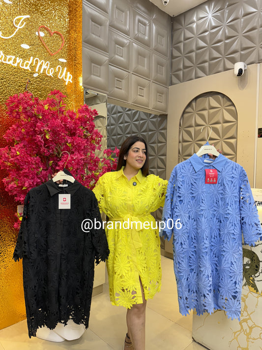 Flower Lace Dress With Belt (PRM-572)