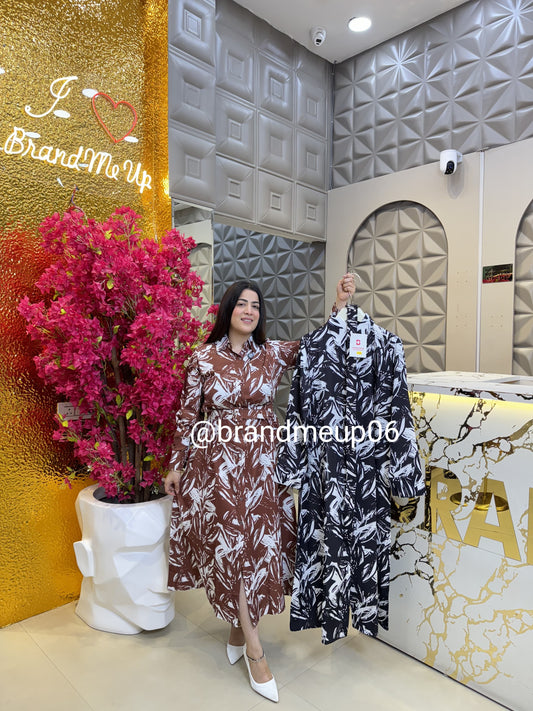 Imported Print Maxi Dress With Belt (DRESS-321)