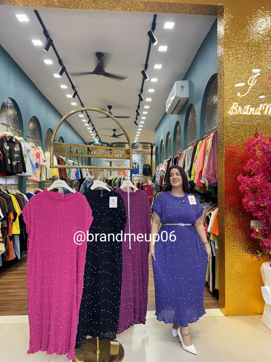 Imported Pearl Designer Dress With Belt (PRM-574)