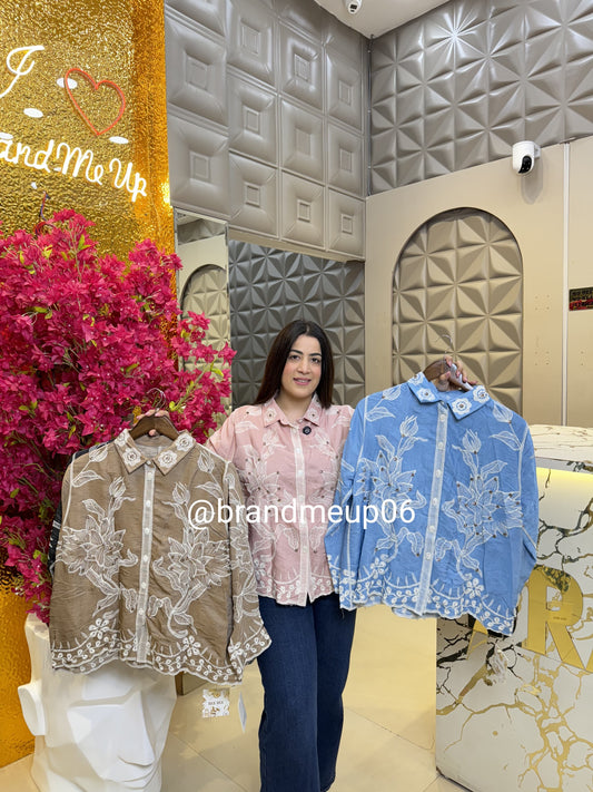 Embroidery Shirt With Rhinestones (PRM-592)