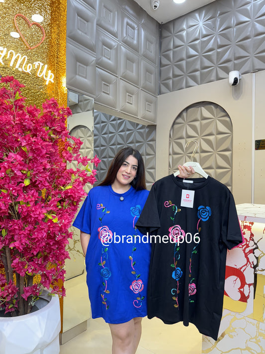 Imported Partywear Dress With Pocket (PRM-601) ROSE