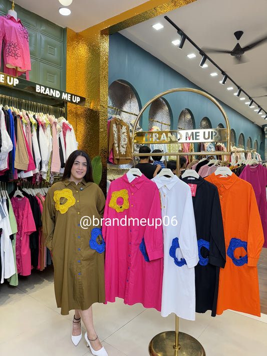 Cotton Designer Multi Dress With Pocket (PRM-624)