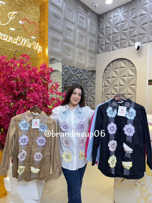 Cotton 3D Flower Shirt (PRM-636)