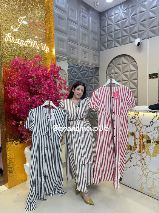 Wide Stripe Maxi With Belt (PRM-639)