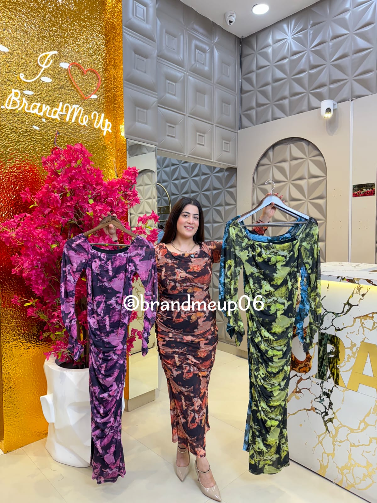 Printed Powernet Dress (DRESS-327)