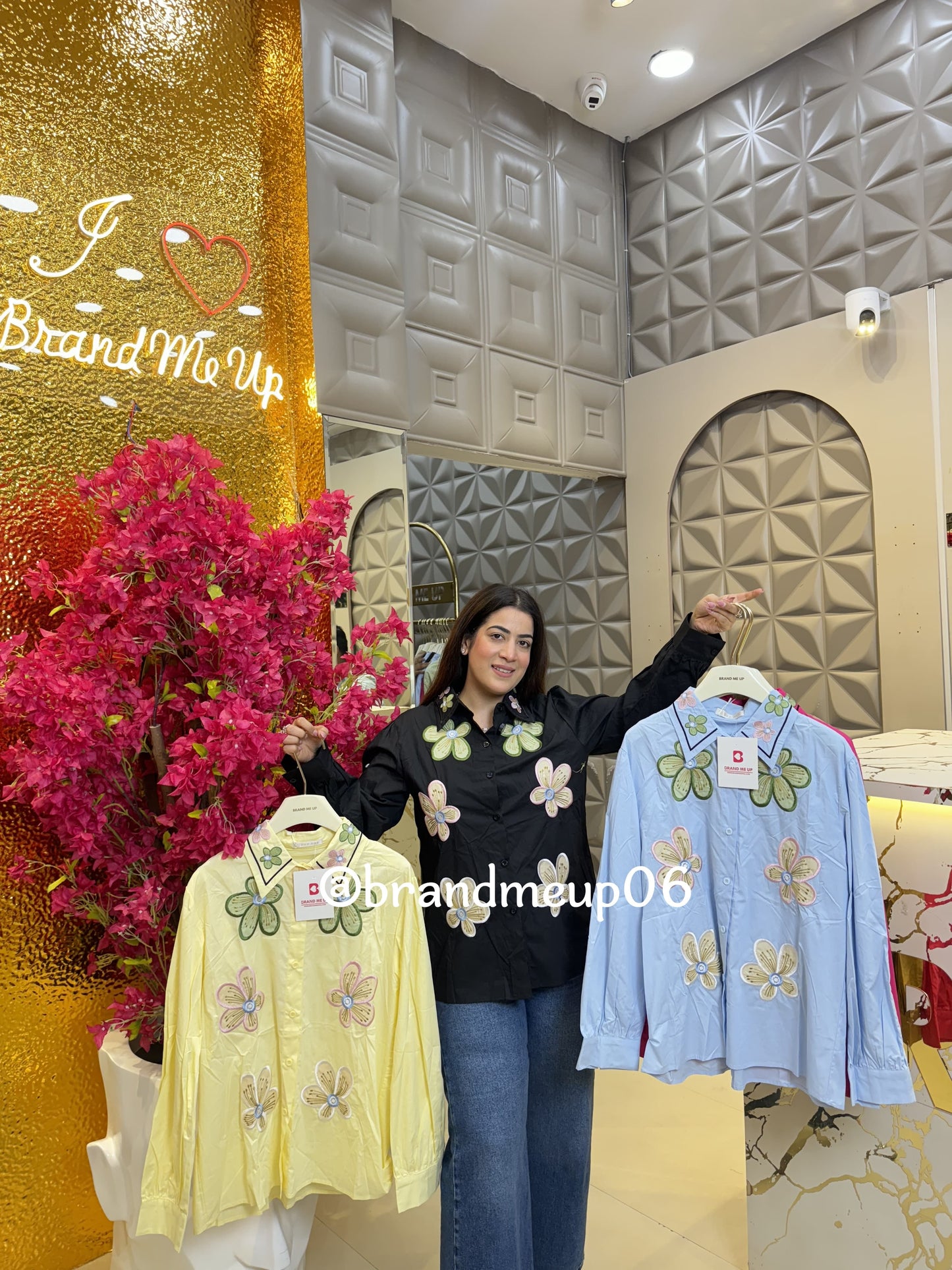 Cotton Floral Embroidery Shirt (PRM-645)