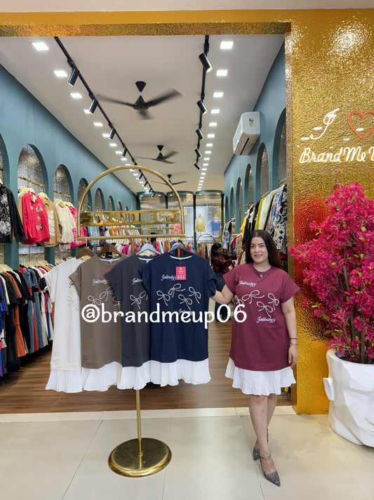 Cute Designer Pearl Bow Dress (PRM-655)