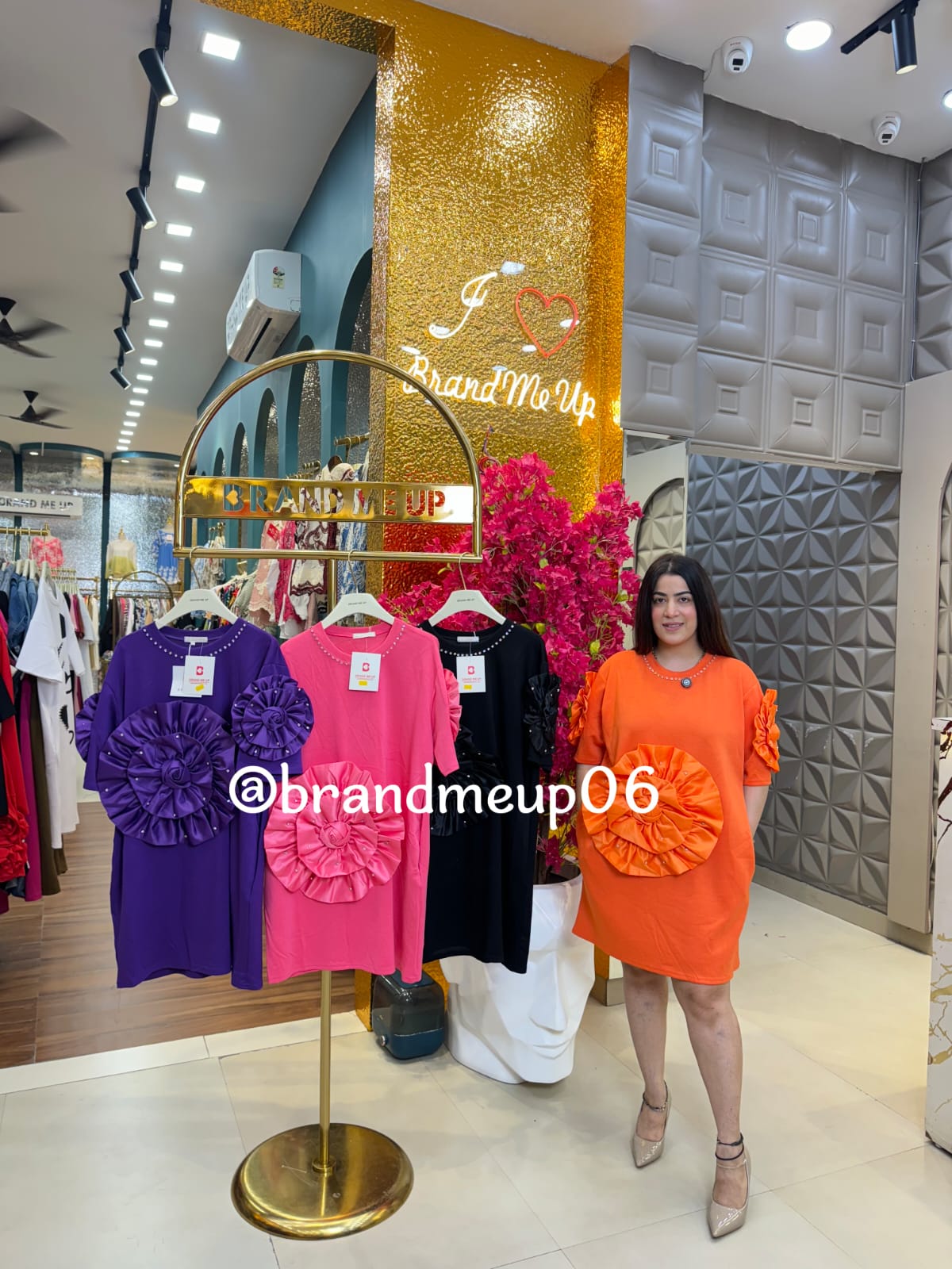 Imported Stretchable Dress With Pocket 3D Flower (PRM-657)