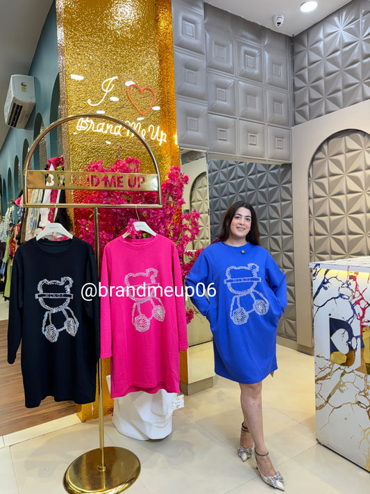 FULL SLEEVES CUTE DRESS WITH POCKETS (PRM-720) TEDDY