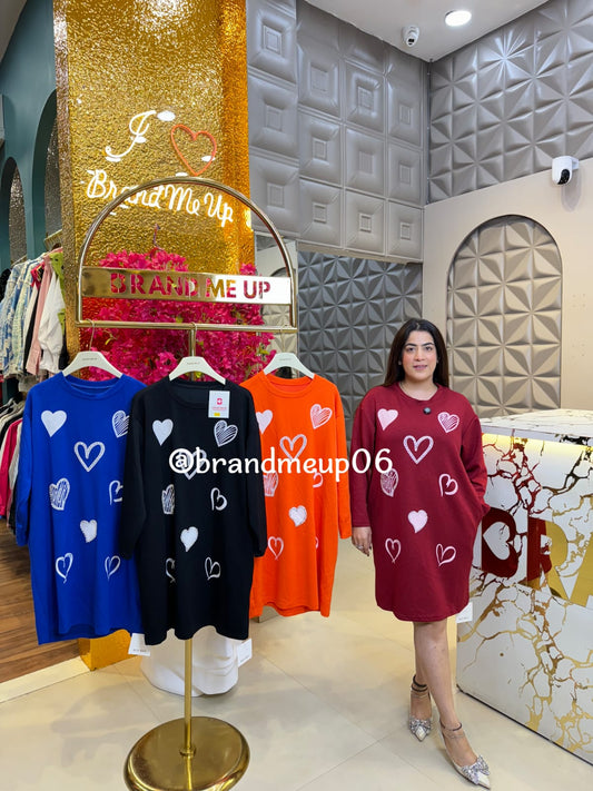 IMPORTED STRETCHABLE DRESS WITH POCKET (PRM-724) HEART