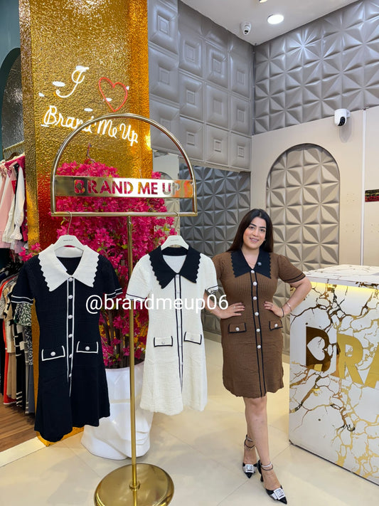 SUMMER KNIT DRESS WITH DESIGNER COLLAR (PRM-740)