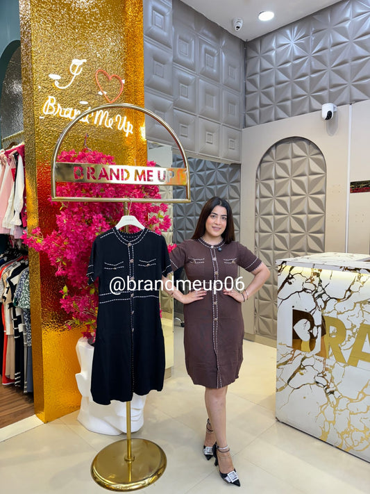 SUMMER KNIT DRESS WITH WHITE LINE (PRM-739)