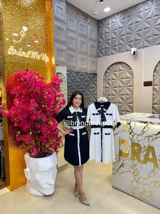 SUMMER KNIT DRESS WITH DETACHABLE BOW (PRM-741)