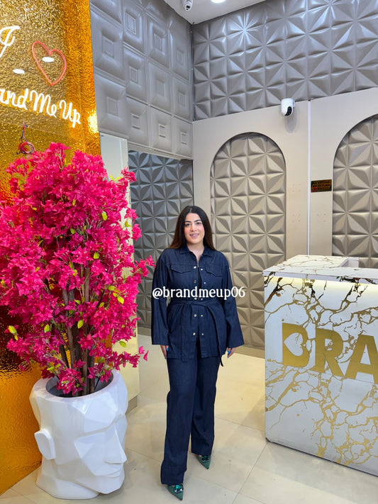 CLASSIC DENIM CORD SET WITH BELT (PRM-748)