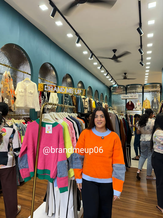 WOOLEN SWEATER WITH DENIM DETAILS (IMP-538)